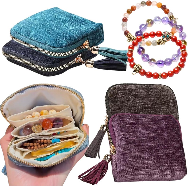 CHIMORY 2026 Travel Jewelry Case Organizer, Portable Travel Jewelry Organizer, Jewelry Pouch for Journey Rings Crystal Bracelet & Bangle Organizer with Tassel Zipper, Valentines Day Gifts for Women, Purple - Image 1